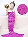 Mermaid Tail Blanket Crochet Mermaid Blanket for Adult and Kids, All Seasons Sleeping Blankets, Warm Soft Living Room Sleeping Bag,Birthday Christmas Gift (Kids, Rose Red)