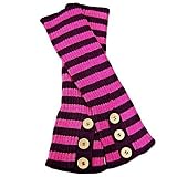  : PURPLE & HOT PINK STRIPED LEG WARMERS W/BUTTONS
