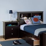 Prepac Sonoma Black Twin Wood Bookcase Headboard 2 Piece Bedroom Set