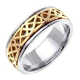 Irish Celtic Wedding Band in 14K Two Tone Gold