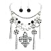 Fleur De Lis Necklace Set Silver And Gunmetal with Houndstooth Fleur De Lis Charms