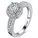 FENDINA Womens Wedding Engagement Ring Classic Solitaire Enternity Love Promise Rings for Her Bands - 18K White Gold Plated & CZ Crystal - FAR112