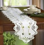 Irish Shamrock Table Runner W/ Embroidered Accents by Collections Etc