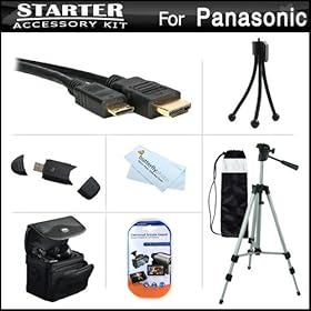Starter Accessories Kit For Panasonic Lumix DMC-FZ200, DMC-G5, DMC-GH2 Digital Camera Includes Deluxe Carrying Case + 50 Tripod With Case + Mini HDMI Cable + USB 2.0 Card Reader + LCD Screen Protectors + Mini TableTop Tripod + MicroFiber Cleaning Cloth