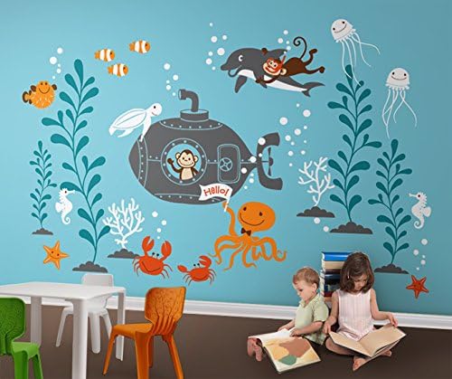 Designer Playground Underwater World Ocean Creatures Under The Sea Vinyl Wall Decal - D1058