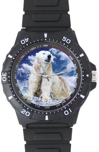 Family Gift Roar Polar Bear Black Plastic Watch