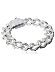 Silver and Stainless Steel Plated Large Curb Bracelet