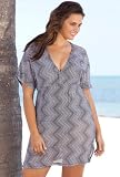 Beach Belle® Hologram Plus Size Plunge Cap Sleeve Dress - Women's Swimsuit Plus Size Swimsuit