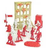 Fire Rescue Team Playset: 33 Piece Bucket with 2.5 inch Firemen Figures, Accessories, and Burning Building ~ Made in USA !