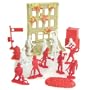 Fire Rescue Team Playset: 33 Piece Bucket with 2.5 inch Firemen Figures, Accessories, and Burning Building ~ Made in USA !