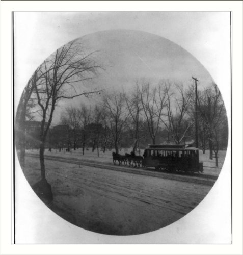 Historic Print (L): [D.C. Wash. - misc. circular photos, 1888-1889: horse-drawn trolley in snow]