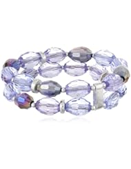 Napier "Aquarius Color" Faceted Purple Double Row Stretch Bracelet, 7"