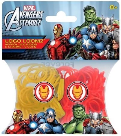 Hit Entertainment Licensed Logo Loomz Filler Loom Bands &amp; 2 Charm Pack - Disney, DC Comics &amp; More! (Marvel Ironman)