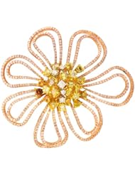 Diamond 18k Three Tone Gold Brooch Pin