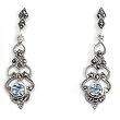 Marcasite with Aqua Blue CZ Earrings, Size: 37mm