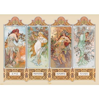 Alphonse Mucha (4 Seasons, Huge) Art Poster Print - 39x55