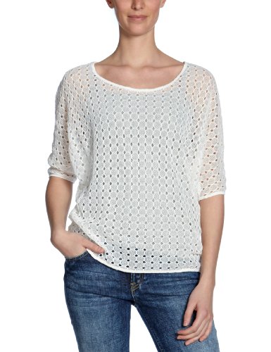 VERO MODA Damen T-Shirt, 10083750 DD MERCI 2/4 TOP, Gr. 42 (XL), Wei&szlig; (SNOW WHITE) Preisvergleich