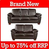 Naples 3 + 2 Brown Luxury Leather Sofas