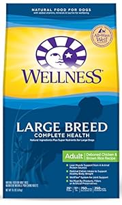 Wellness Complete Health Natural Dry Dog Food, Large Breed Chicken & Rice, 15-Pound Bag