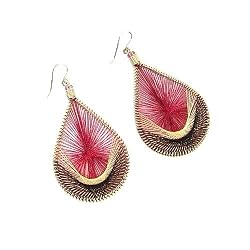 Rose Garden Large Woven Thread Teardrop Dangle Earrings