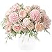 KIRIFLY Artificial Flowers, Fake Peony Silk Hydrangea Bouquet Decor Plastic Carnations Realistic Flower Arrangements Wedding Decoration Table Centerpieces 2 Packs (Light Pink)