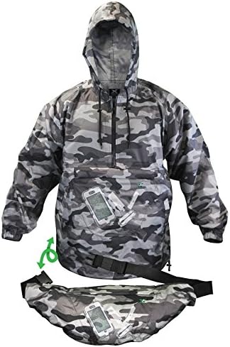 Lightweight Breathable Packable Rain/Windbreaker Jacket featuring the Xpocket - M Camouflage