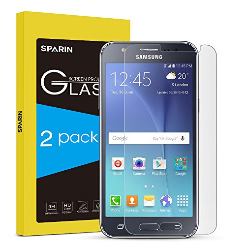 SPARIN Galaxy J5 Screen Protector (2015 Version), [2 PACK]Tempered Glass Screen Protector for Samsung Galaxy J5 with [Scratch Resist] [Bubble Free Install] [2.5D Curved Edge] [HD Clear]