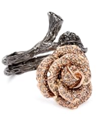 Borgioni Brown and Black Diamond Rose Ring, Size 7