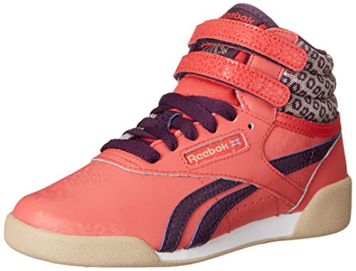 Reebok F/S HI Classic Shoe (Little Kid/Big Kid), Poppy Red/Royal Orchid/Oatmeal/White, 12 M US Little Kid