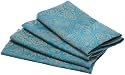 Mahogany Peacock 18-Inch by 18-Inch Teal Napkin, Set of 4, Cotton Jacquard