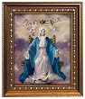Queen of Heaven in Wood Frame with Golden Trim, 11.25" x 13.25" - MADE IN ITALY