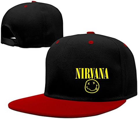Nirvana's Logo With The Smiley Face Flat Peaked Baseball Cap Cap Black