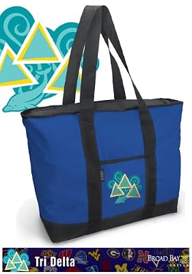 Tri Delta Dolphin Design Tote Bag Blue Tri Delta - For Travel or Beach Best Unique Gift Ideas for Her, Women, or Ladies