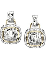 Sterling Silver and 14K Yellow Gold Diamond Earrings -- LIFETIME WARRANTY