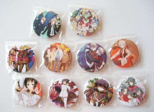 10 Axis Power Hetalia & Characters Plastic Button Set ~1.75