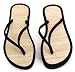 Bamboo Sandals, Classic Flats, Beach Flip Flops by L.A. Beauty (9, Black)