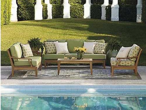 New Luxurious 6 Piece Teak Sofa Set - Sofa, 2 Lounge Chairs, Ottoman, Coffee Table And Side Table [SKx]