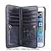 iPhone 6S Case, HESPLUS [Detachable Wallet] iPhone 6 Wallet Case with [9 Card Slot][ID Holder][Wrist Strap] - Premium Magnetic Leather Flip Cover Case for iPhone 6/6S - Black