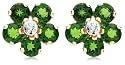 14k Yellow Gold Chrome Diopside Floral Earrings