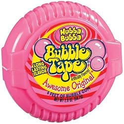 Hubba Bubba Bubble Gum Tape, Awesome Original, 6-Foot Tapes (Pack of 24)