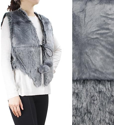 Womens Grey Two Tone Color Faux Fur Vest. Approx. 17" W X 23" L. 90% Acrylic, 10% PU (Leatherette).