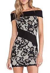 Sexy Cocktail Short Floral Print Polyester/Spandex Shift Off the Shoulder Club Dress/Mini Dress 