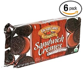 Country Choice Organic Chocolate Cremes Sandwich Cremes, 12-Ounce Bags (Pack of 6)
