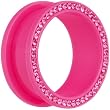 1" Pink Acrylic Gem Rimmed Screw Fit Tunnel Plug