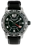 Longines Admiral GMT Automatic Steel Mens Swiss Strap Watch Black Dial Date L3.668.4.56.0