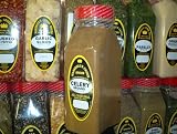 CELERY GROUND FRESHLY PACKED IN LARGE JARS, spices, herbs, seasoning