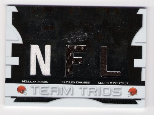 BRAYLON EDWARDS DEREK ANDERSON KELLEN WINSLOW, JR. 2008 Playoff Absolute Memorabilia Team Trios TRIPLE JERSEY Card #036 of only 100 Made! Cleveland Browns San Francisco 49ers Football