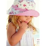 UPF50+ Girls Reversible Cotton Floral Sun Hat Vintage Bucket - (Large - 5-12 Years/Pink)