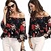 Sunward(TM) Sexy Women Off Shoulder Floral Blouse Tops (Medium, Black)