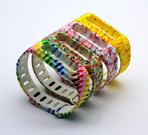 Baaletc (TM) Replacement Wrist Band Accessory for Fitbit One/ Wireless Activity Plus Sleep Tracker Wristband Bracelet, Printed with Multi Dash/ Owl/ Butterfly/ Smiling Face Designs